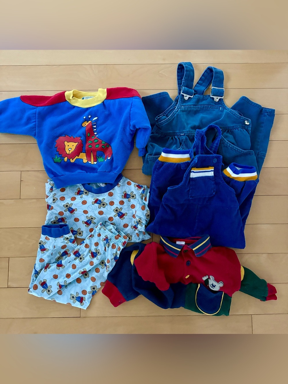 Vintage Boys’ Lot Set of Clothes 24 Mo Overalls Sweatshirt Pyjamas